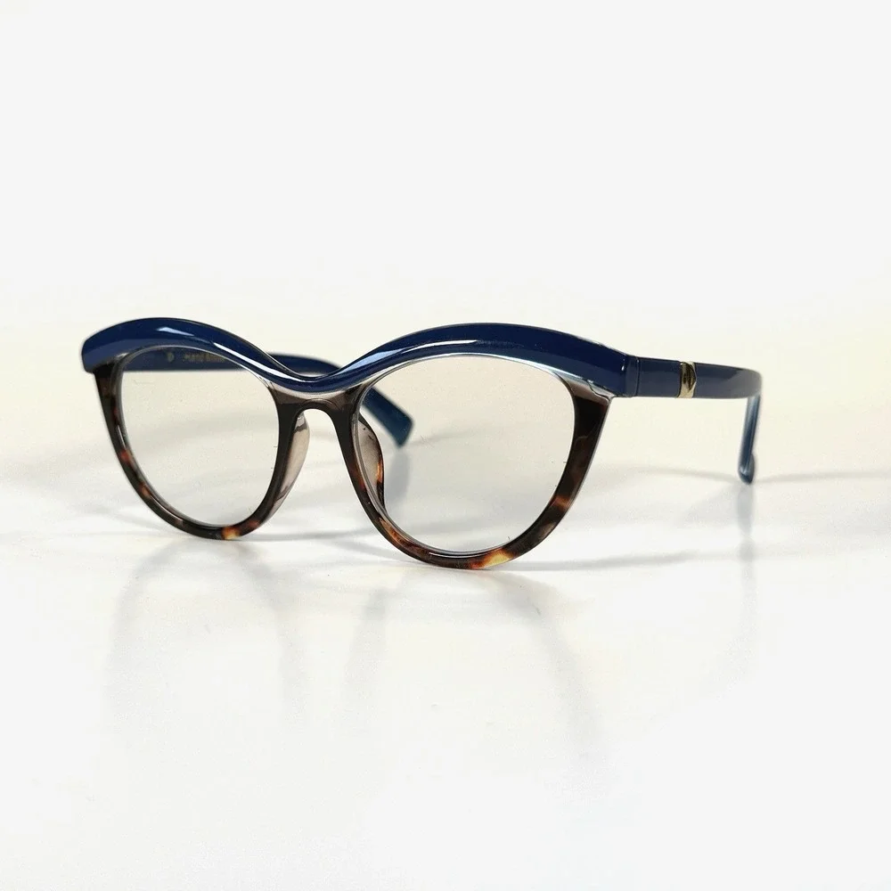 Hand Made 97565 Cat Eye Eyeglasses Frames Only 55-22‎ 145 Blue Tortoise Brow